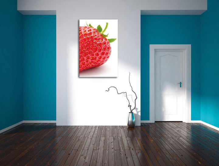 Erdbeere Strawberry Obst, Format: 100x70 auf Leinwand, XXL riesige Bilder fertig gerahmt mit Keilrah