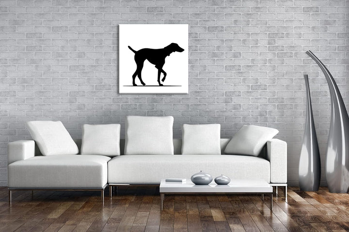 Hund beim spazieren Effekt: Sepia Format: 60x60 als Leinwandbild, Motiv fertig gerahmt auf Echtholzr