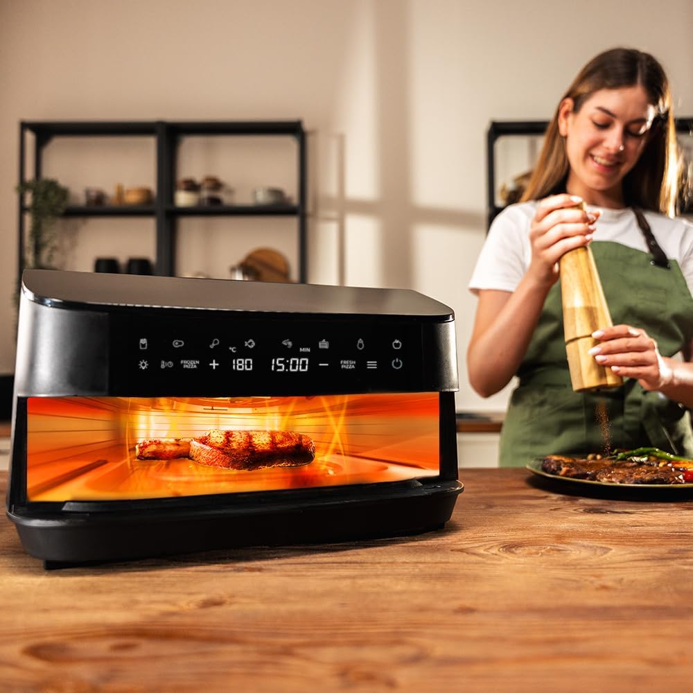 Cecotec Elektrischer Ofen für Pizza 7 l Pizza & Fry 7000. 2200 W, Pizza mit 13 Zoll, Touchscreen, 8