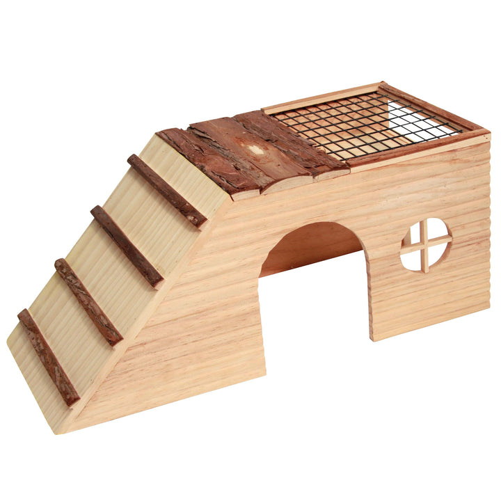Kerbl 82746 Nagerhaus Nature 47 x 22 x 20 cm mit Rampe und integrierter Futterplatz