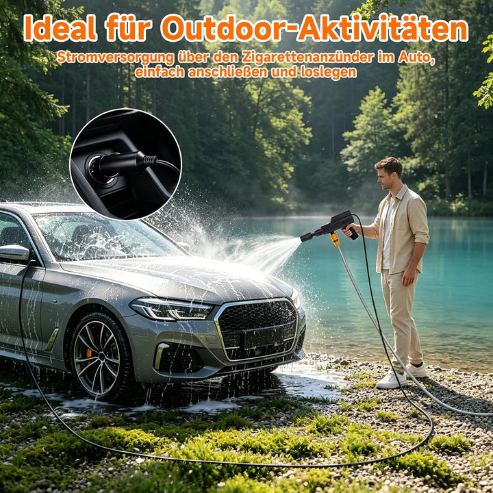 Akku Hochdruckreiniger, 12V 60Bar Mobile Akku-Hochdruckreiniger, 5-in-1-Multifunktionsdüse, Tragbare