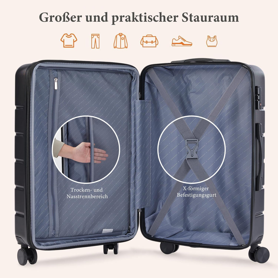 DUMOS 3tlg. Hartschalenkofferset Hard Shell Basic Hartschalenkoffer Trolley Koffer offerset Gepäck R