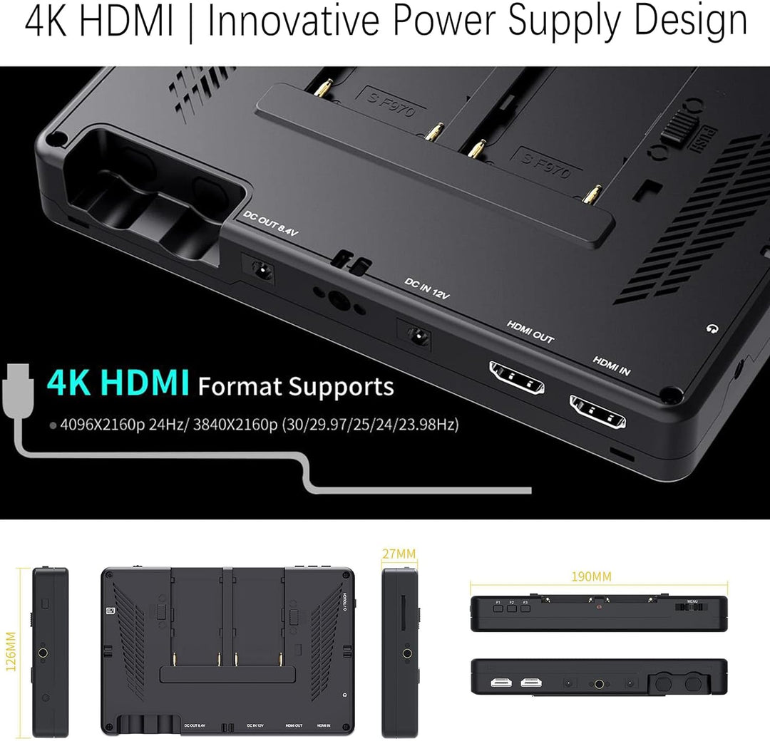 Feelworld LUT7 7 Zoll 1920x1200 IPS 4K Touchscreen 2200nit Ultra Bright DSLR-Kamera Feldmonitor Unte