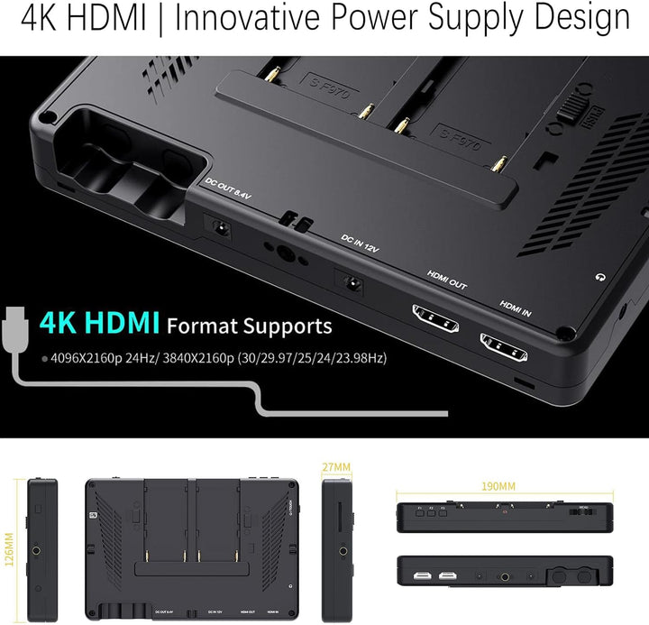 Feelworld LUT7 7 Zoll 1920x1200 IPS 4K Touchscreen 2200nit Ultra Bright DSLR-Kamera Feldmonitor Unte