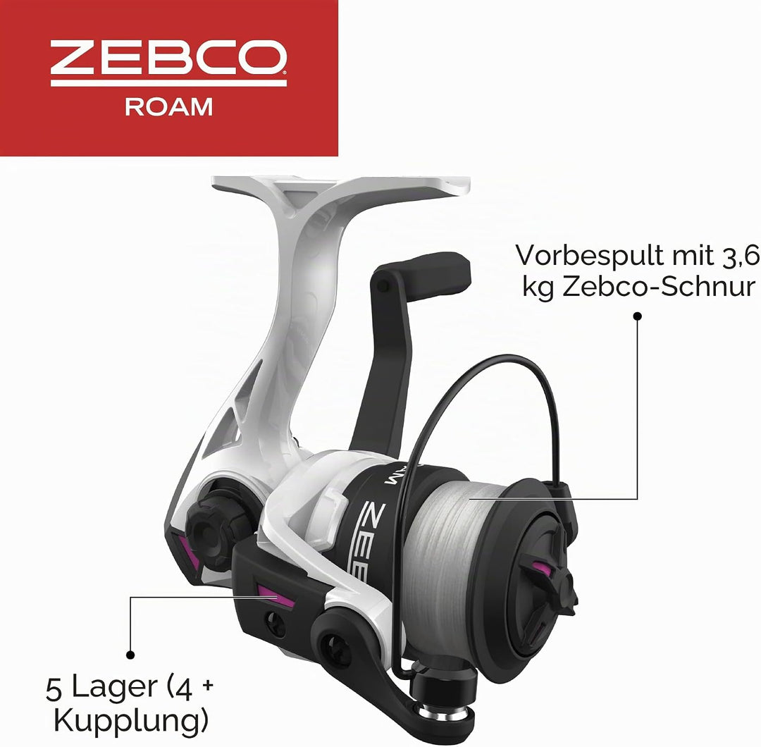 Zebco Roam Spinnrolle und Angelruten-Kombination, geteilter KomfortGrip-Rutengriff, Soft-Touch-Griff