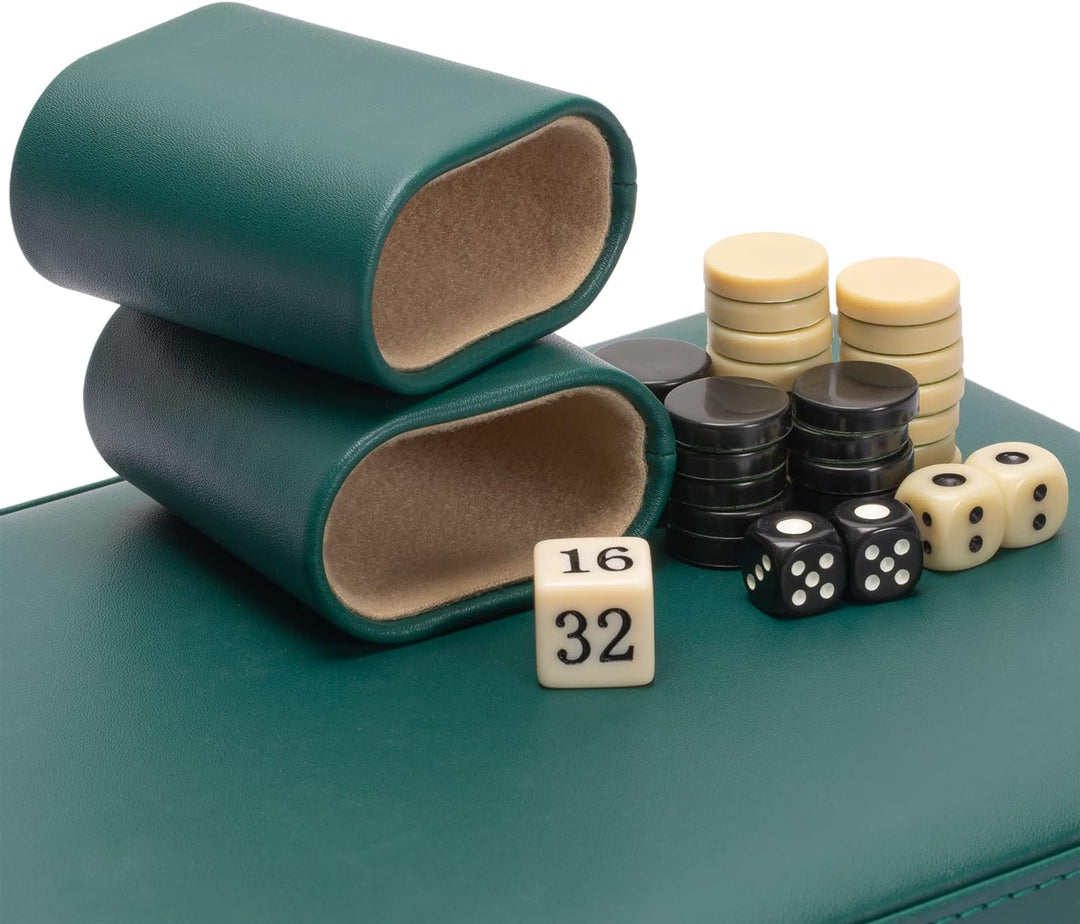 Yellow Mountain Imports Mini Travel Backgammon, Grün Dark Teal, Dark Teal