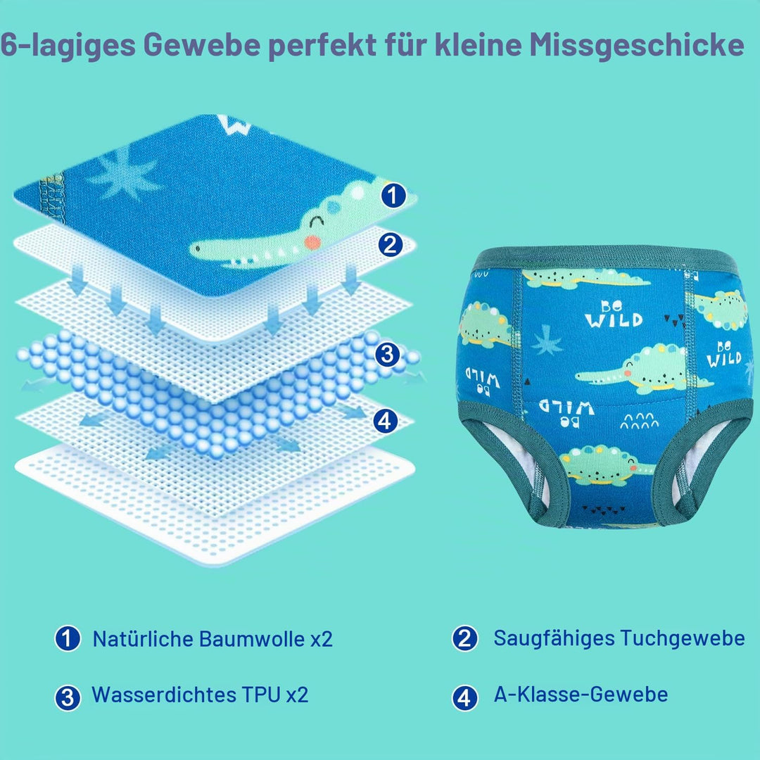 MOEMOE BABY Töpfchen Trainingshose, Baumwolle Waschbare Lernhosen Lernwindel Unterwäsche Unterhosen