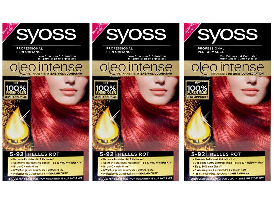 SYOSS 5-92 Oleo Intensiv Hellrot Haarfarbe 3er Pack - Präzises Farbergebnis rot 3 stück (1er Pack),