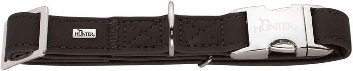 HUNTER SOFTIE ALU-STRONG Hundehalsung, Hundehalsband, Kunstleder, Aluminium Klickverschluss, L, brau