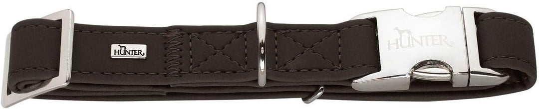 HUNTER SOFTIE ALU-STRONG Hundehalsung, Hundehalsband, Kunstleder, Aluminium Klickverschluss, M, brau