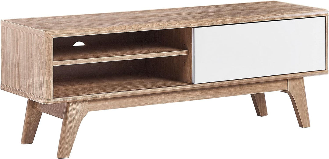 Fernsehtisch moderner Stil 2 Fächer MDF-Platte heller Holzfarbton / weiss Buffalo