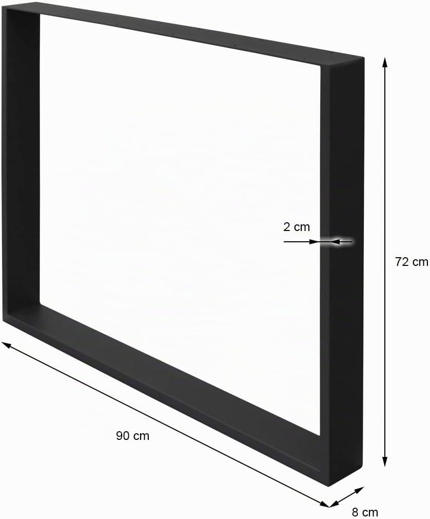 2X Tischbeine aus Vierkantprofilen, 90 x 72 cm, Schwarz, pulverbeschichtete Stahl, Industriedesign,