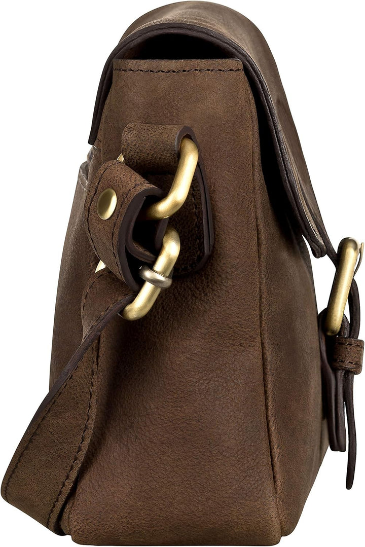 Klondike Taylor Kleine Schultertasche aus Leder für Damen, Tasche Damentasche Handtasche Dunkelbraun