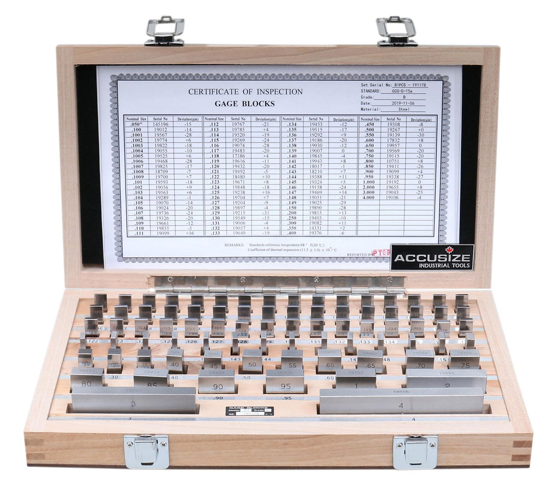 Accusize P900-S581 Stahl-Messblock-Set, Güteklasse B, 81-teilig, Klasse B