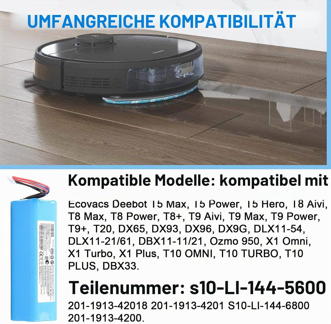 5600 mAh Akku Kompatibel mit Ecovacs Deebot T5 T8 T8+ T9 T9+ Deebot T20, Deebot Ozmo 950 T10 T9 DX65