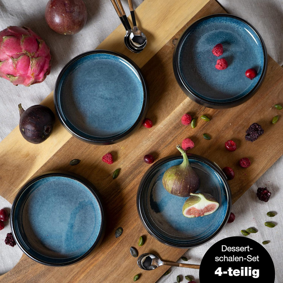 Moritz & Moritz SOLID 4x Kleine Schalen - 300ml - Dip Schälchen aus Steinzeug für Dessert, Snack, Su