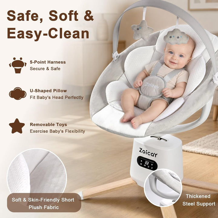 Babywippe Elektrisch Zoicay Baby wippe Elektrisch mit 9 Schaukelmodi 360° sitzdrehung Timing und Mus