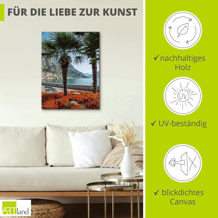 ARTland Leinwandbilder Wandbild Bild auf Leinwand 45 x 60 cm Wanddeko Natur Pflanzen Palme Pier Prom