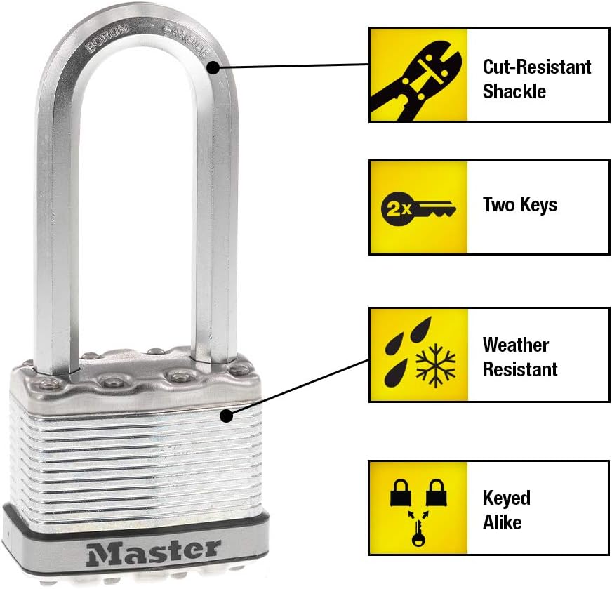 Master Lock M5XTLJ Magnum Vorhängeschloss mit Schlüssel, 2 Stück, gleichschlieÃŸend 2 Pack, Keyed-Al