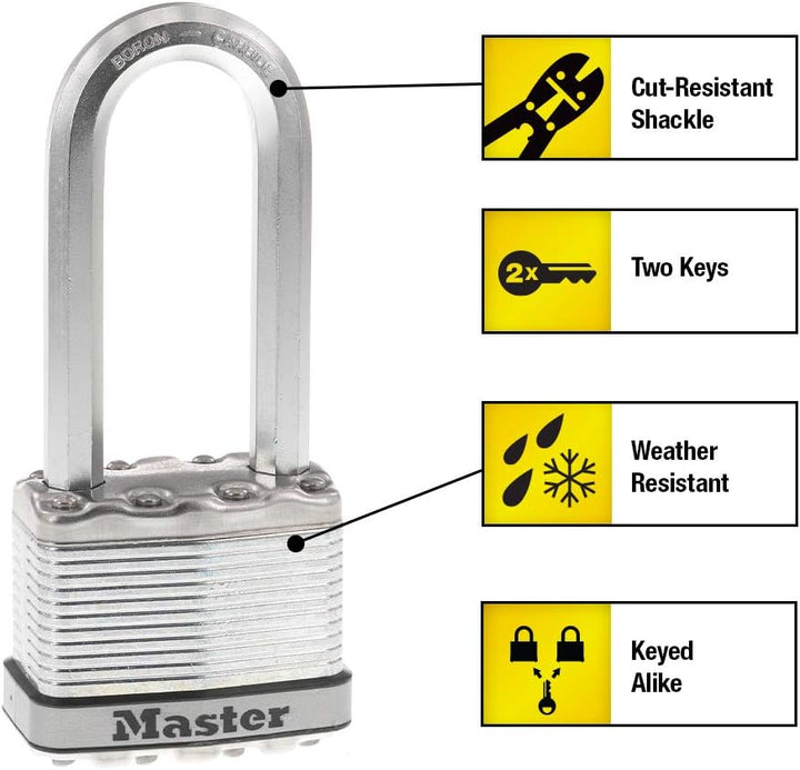Master Lock M5XTLJ Magnum Vorhängeschloss mit Schlüssel, 2 Stück, gleichschlieÃŸend 2 Pack, Keyed-Al