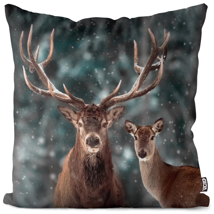 VOID Hirsch REH Winter Kissenbezug Kissenhülle Polyester Weihnachten Deko Winter Outdoor Dekoration,