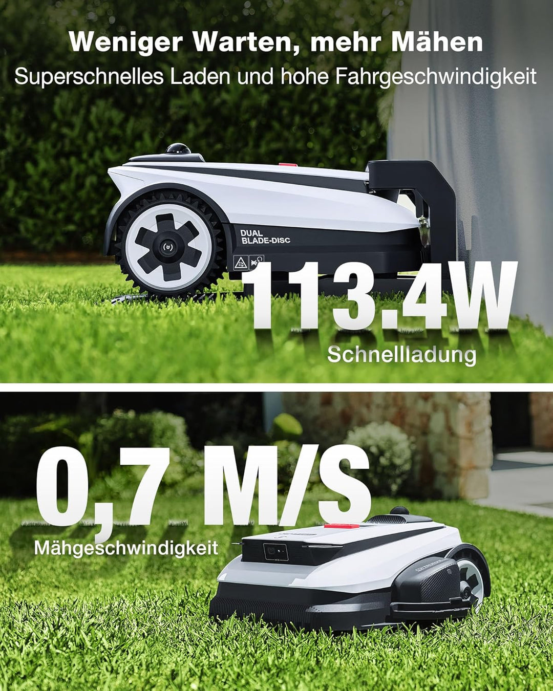 ECOVACS Goat A1600 LiDAR PRO Mähroboter ohne Begrenzungskabel, 1.600 m², 360° Dual-LiDAR-Navigation,