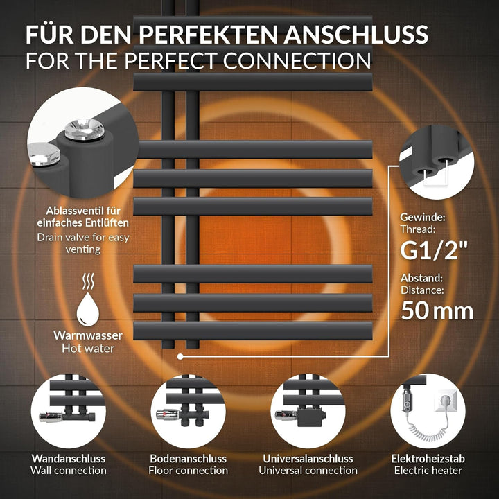 LuxeBath Design Badheizkörper Iron EM 500 x 1000 mm, Anthrazit, Designheizkörper Paneelheizkörper Fl