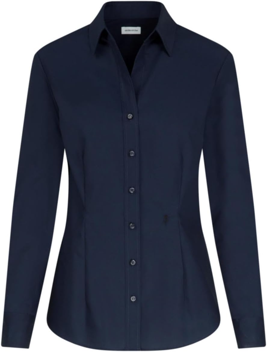 Seidensticker Damen Bluse - City Bluse - Hemdbluse - Slim Fit - Kurzarm - Uni - Stretch 32 Dunkelbla