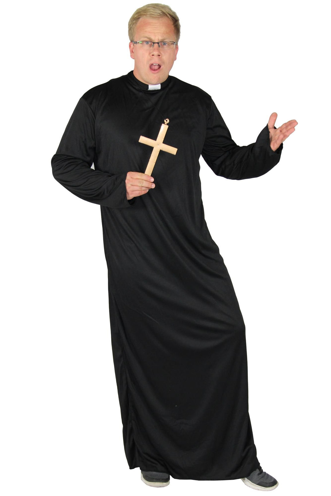 Foxxeo Priester Kostüm für Herren Robe mit Kragen in Grösse M bis XXXXL - Pfarrer Talar Herrenkostüm