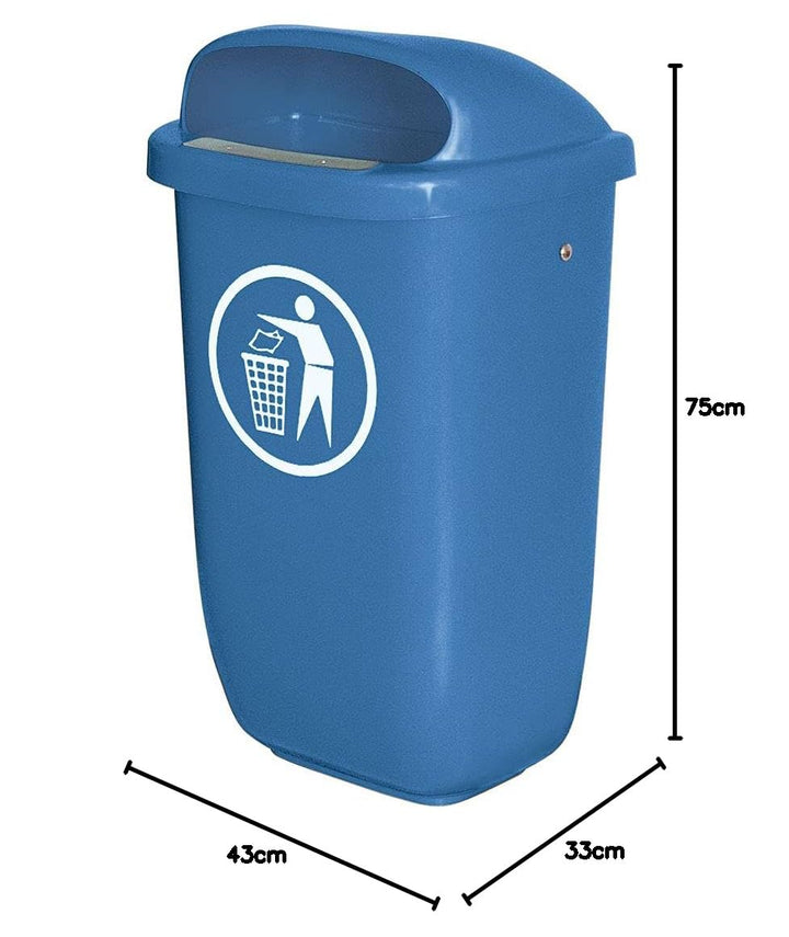 BRB Abfall- Behälter für den Aussenbereich, Inhalt 50 Liter, nach DIN 30713, (blau), blau