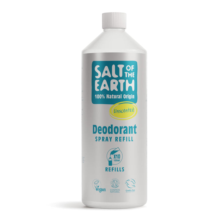 Salt Of the Earth Natural Deodorant Spray Nachfüller, ohne Duft, ohne Duft, vegan, langanhaltender S