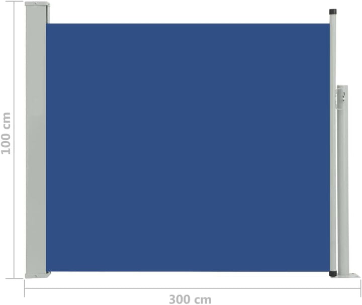 puraday 100x300 cm Ausziehbare Seitenmarkise Blau Terrassen-Sichtschutz Balkon Seitenwand Stilvolle