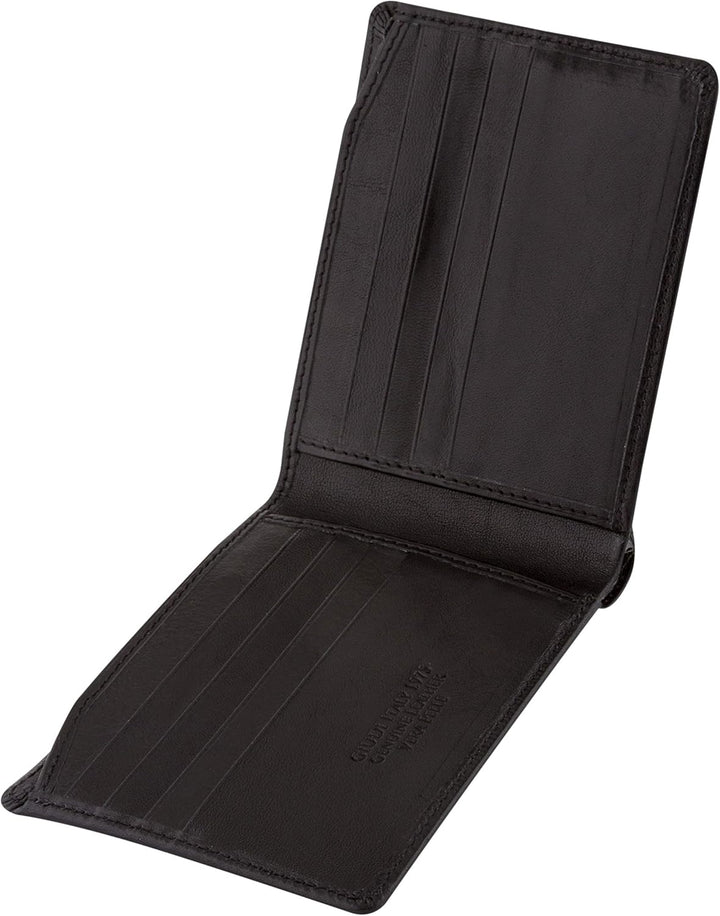 Giudi Herren-Geldbörse, Rindsleder, Mittelgross, Braun (Schwarz), Schwarz
