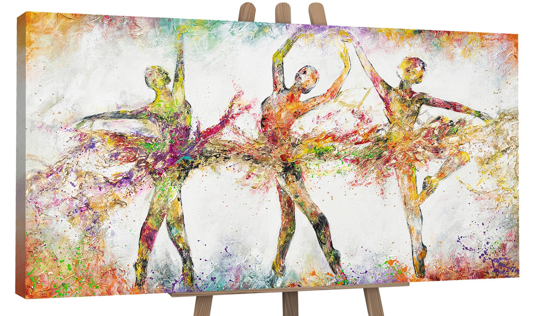 YS-Art Abstrakt Acryl Gemälde auf Leinwand buntes Ballett handgemalt Wandbilder Wohnzimmer modern Wo