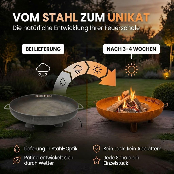BonFeu BonBowl Plus Feuerschale 100 cm Durchmesser - Feuerschalen für den Garten - Feuerstelle Outdo