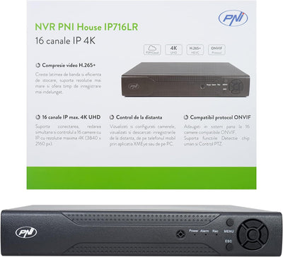 NVR PNI House IP716LR, 16 Kanal IP 4K, H.265, ONVIF