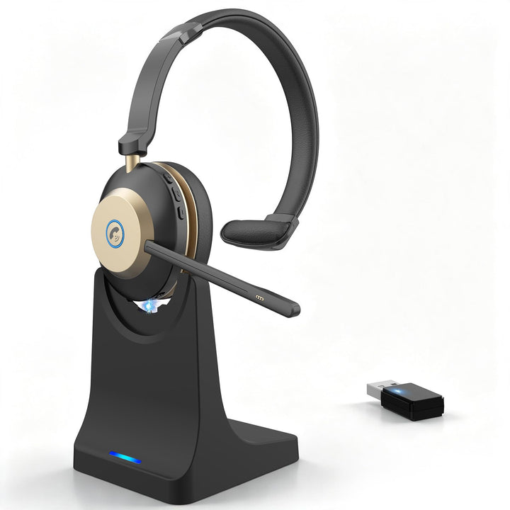 V5.3 Bluetooth-Headset mit Mikrofon für PC, Kabelloses Headset mit Mikrofon Rauschunterdrückung &amp; US