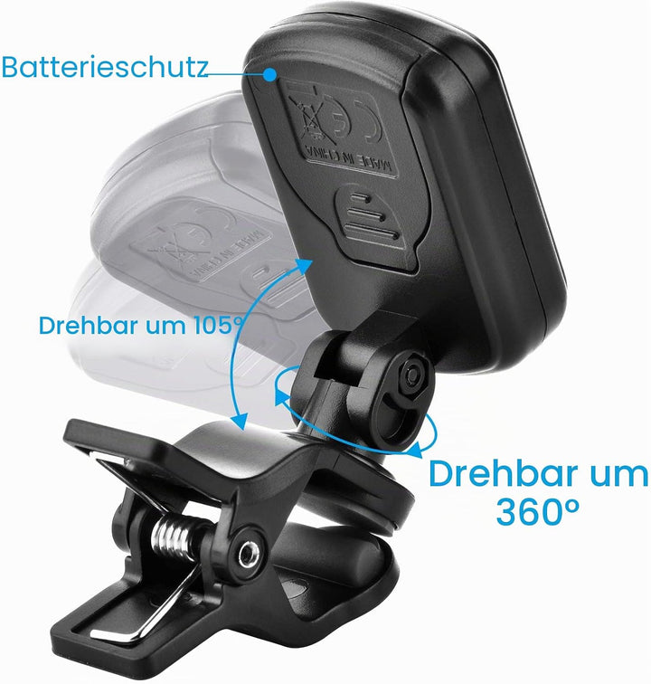 Stimmgerät für Chromatic, Gitarre, Bass, Violine, Ukulele, inklusive Kapodaster und Halterung Capo+T