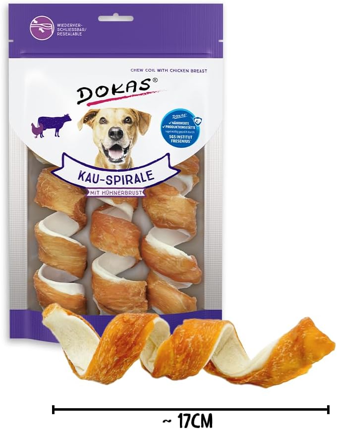 DOKAS Getreidefreier Premium Kausnack für Hunde – Ideal für zwischendurch 8 x 110 g Single, Single