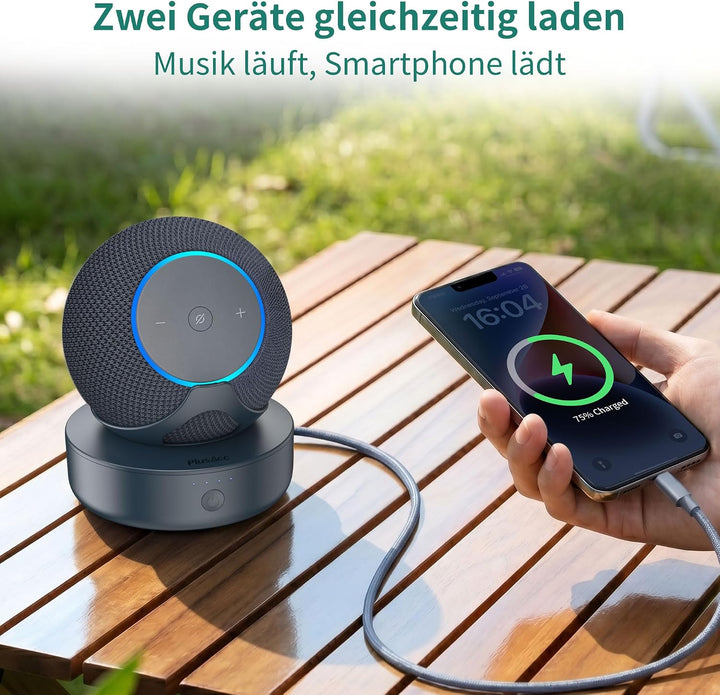 PlusAcc Akku Ladestation für Dot Max &amp; iPhone 15 Portable Station Graphit, Graphit