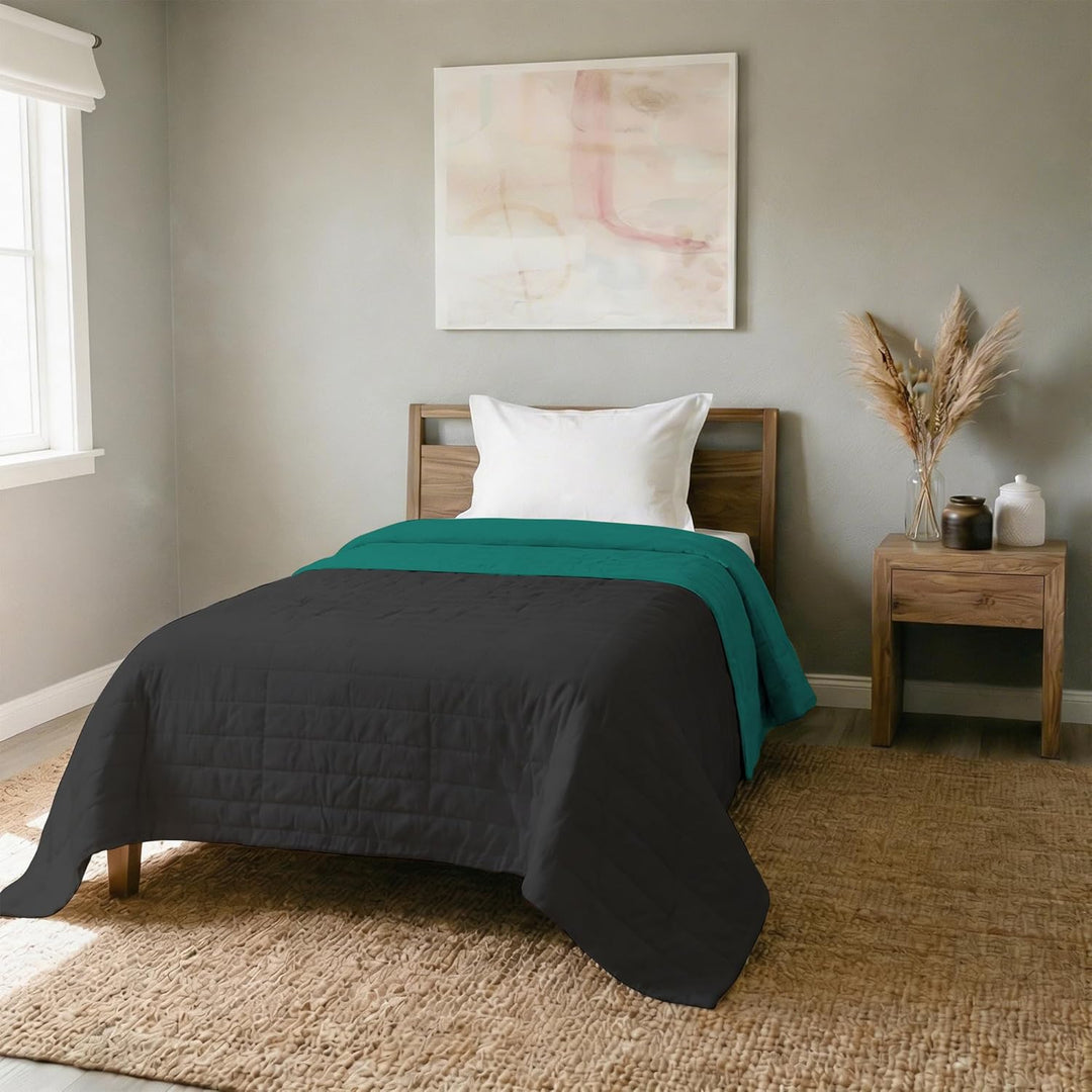 Italian Bed Linen Elegant Bettdecke für den Sommer, wendbar, Blau/Grau, 170 x 270 cm 170 x 270 cm Az