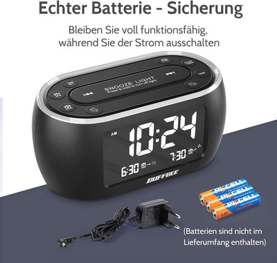 BUFFBEE Nachttisch-Wecker-Radio mit 7-Farben, Dual-Alarm, Snooze, Dimmer, USB-Ladegerät, Nap Timer,