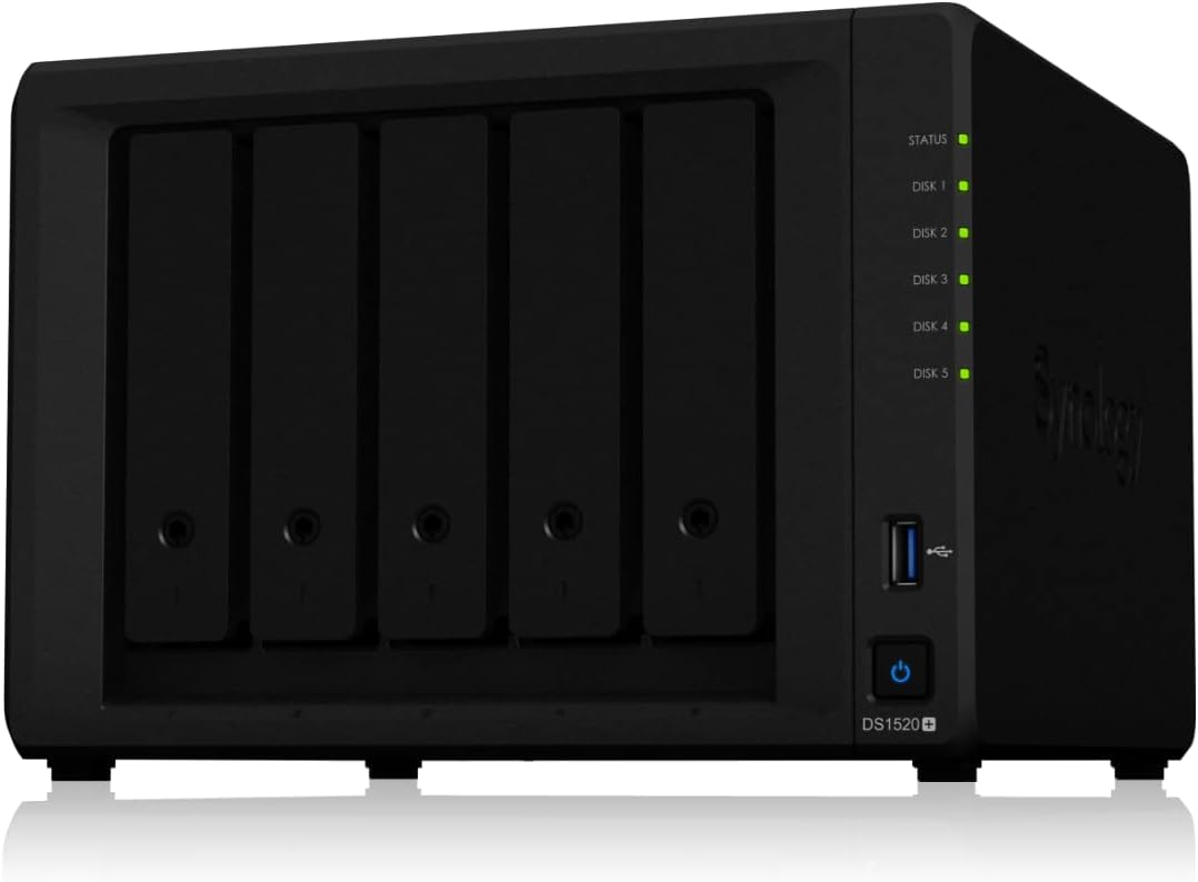 Synology, 8 GB, Diskstation DS1520+ (5 Bay Desktop-NAS-Gehäuse), Mechanische Festplatte