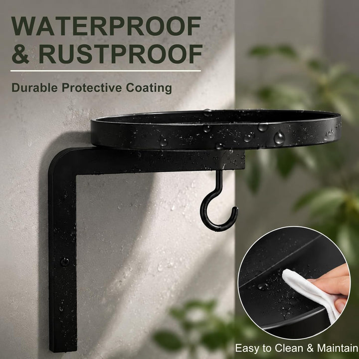 2 Stück Pflanzenständer Wandmontage Metall, Pflanzenhalter mit Ablage und Haken, Wandbehang Blumenre