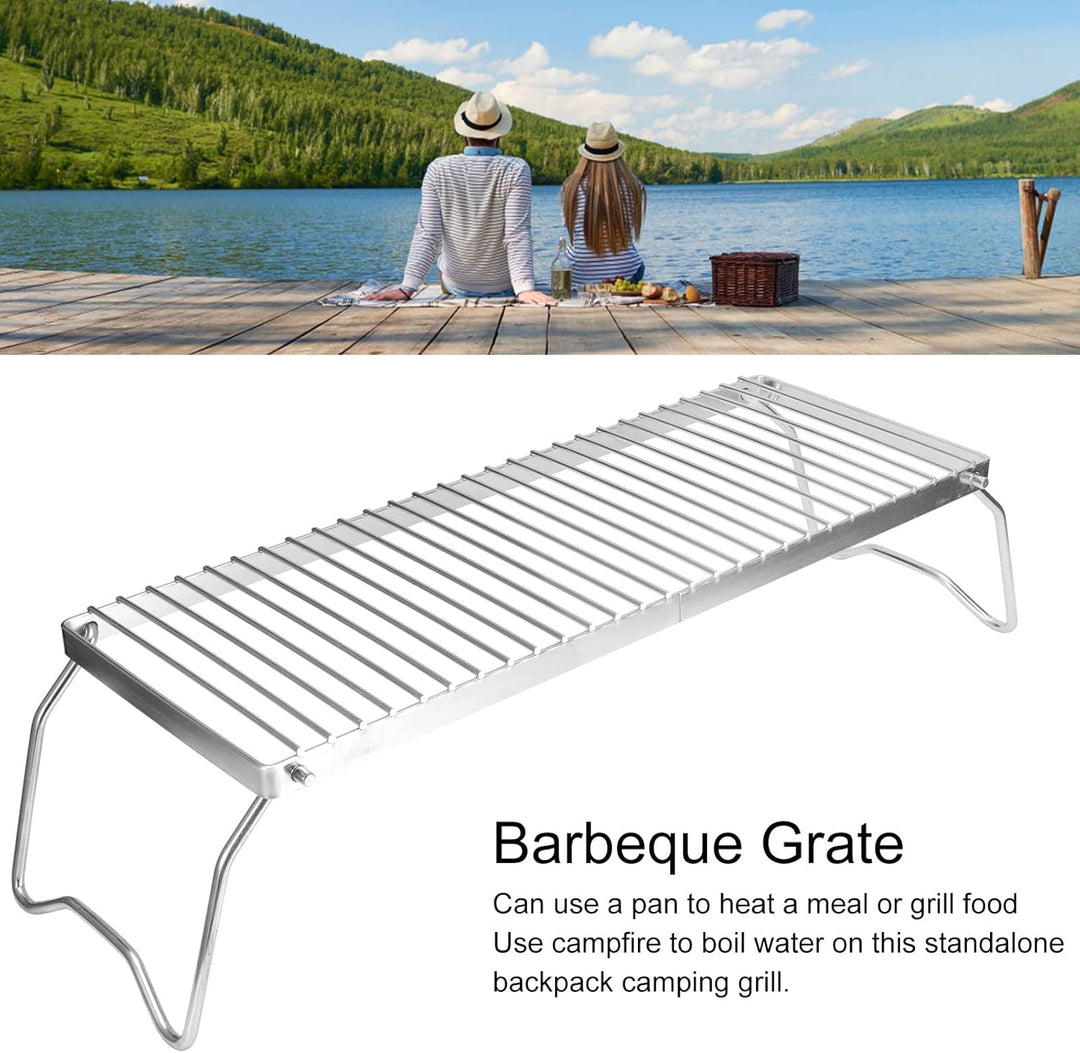 Natudeco Klappbarer Lagerfeuergrill, tragbar, Edelstahl, Grillrost, Grillrost, für Outdoor, Backcoun
