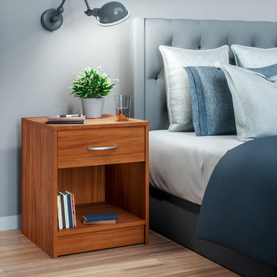 Casaria® Nachttisch Kirschholz 50x40x35cm mit Schublade Holz Modern 50cm Komforthöhe Boxspringbett S