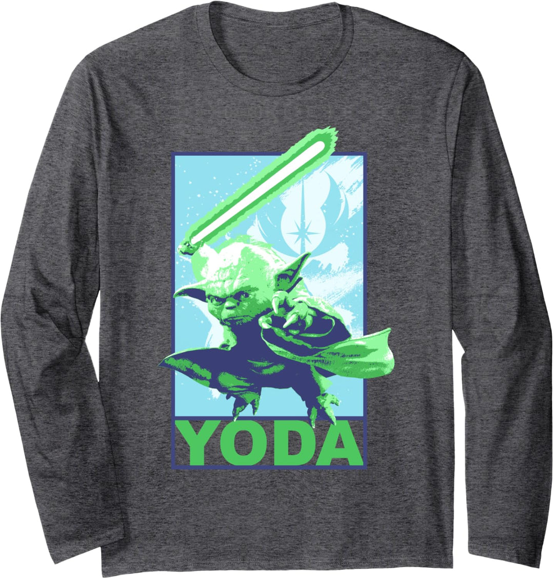 Star Wars Yoda Lightsaber Show Off Poster Langarmshirt