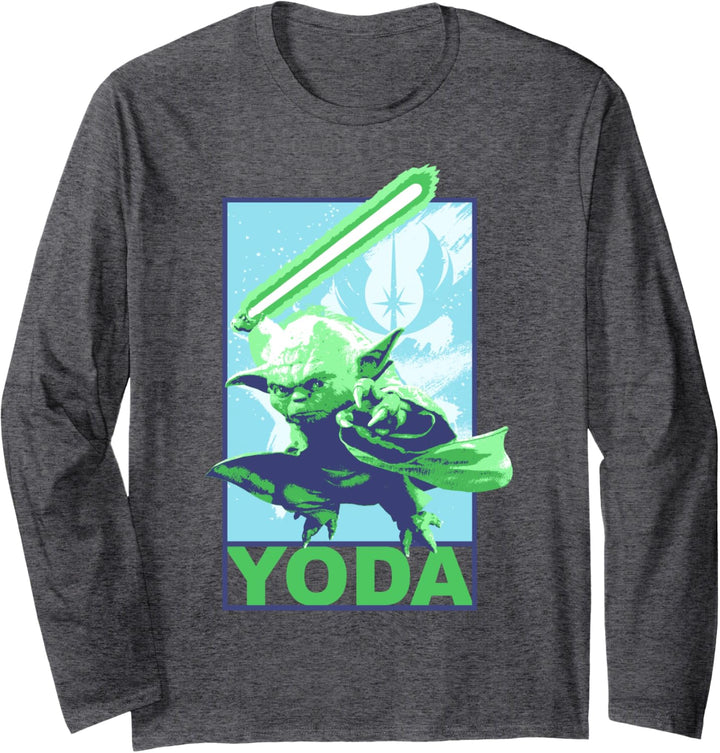 Star Wars Yoda Lightsaber Show Off Poster Langarmshirt