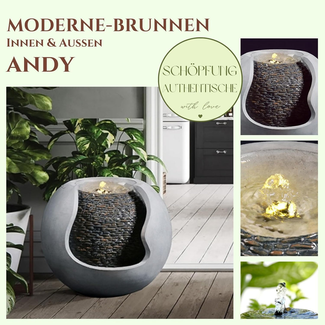 Moderne Innen- und Aussenbrunnen weisse LED, grosse Dekorationsbrunnengarten Terrasse Wohnzimmer, Ge