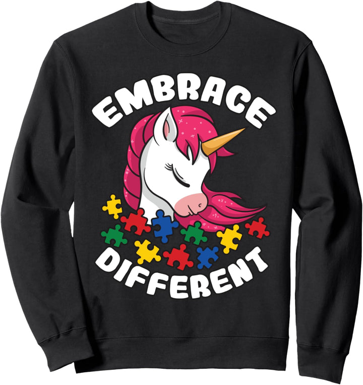 Embrace Different Einhorn Autismus Puzzle Teile Awareness Sweatshirt
